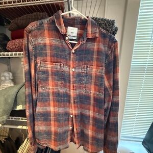 Men's Plaid Shirt - Red and Blue